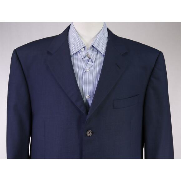 Hickey Freeman Solid Navy Blue 3-Btn Blazer Jacket 44R - Picture 3 of 8